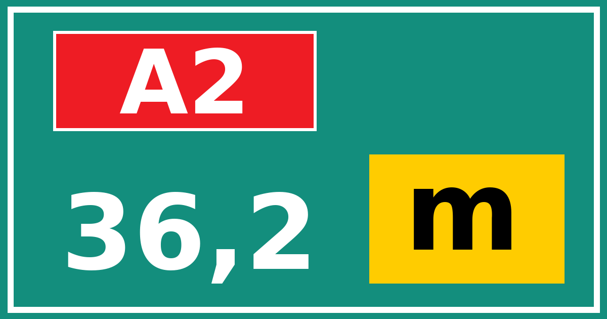Hectometerbord A2 36,2 letter m