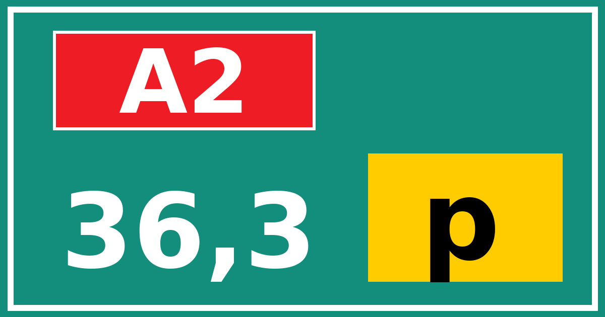 Hectometerbord A2 36,3 letter p