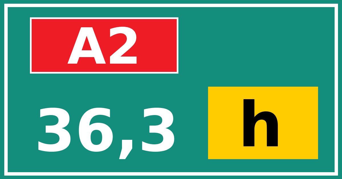 Hectometerbord A2 36,3 letter h