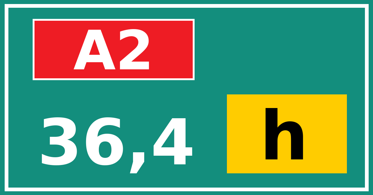 Hectometerbord A2 36,4 letter h