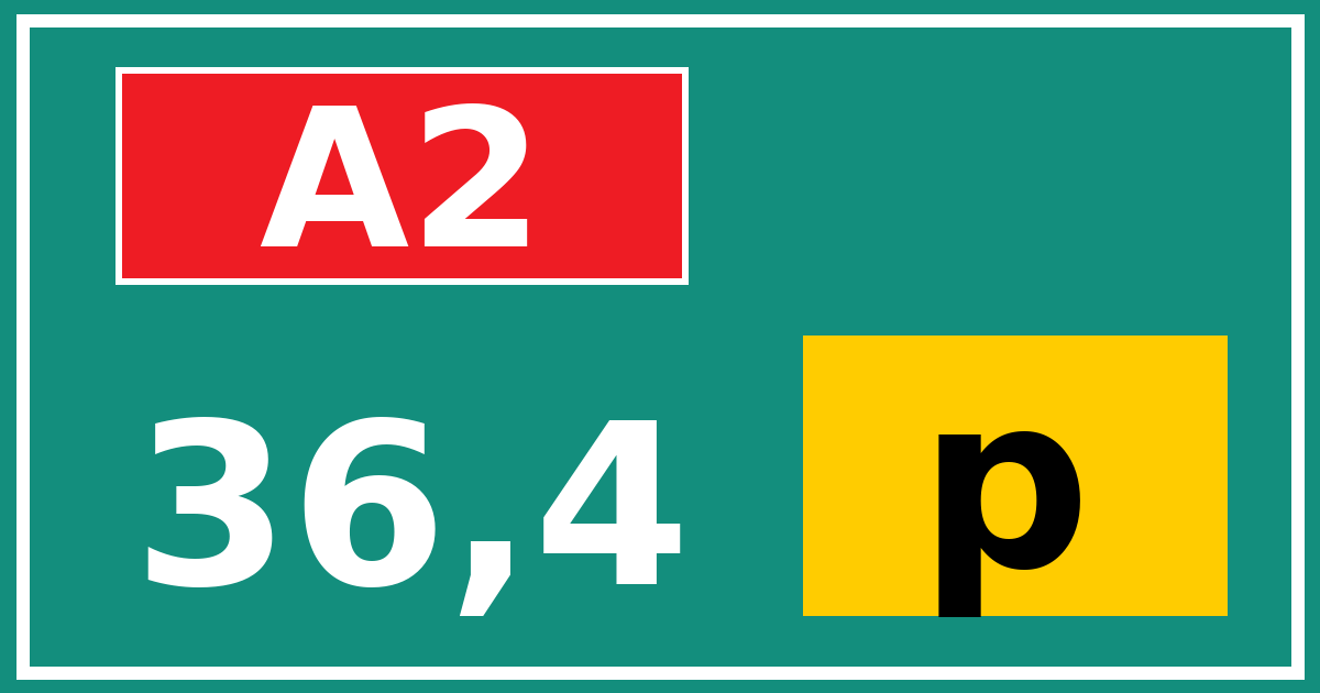 Hectometerbord A2 36,4 letter p