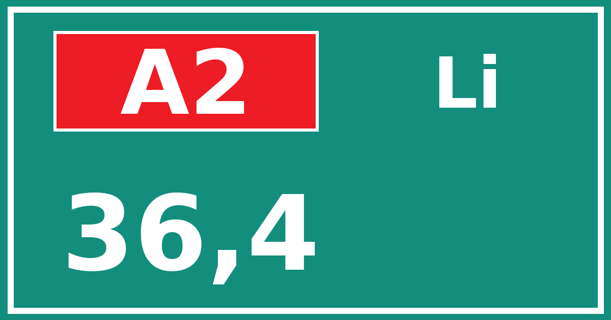 Hectometerbord A2 36,4 zijde Li