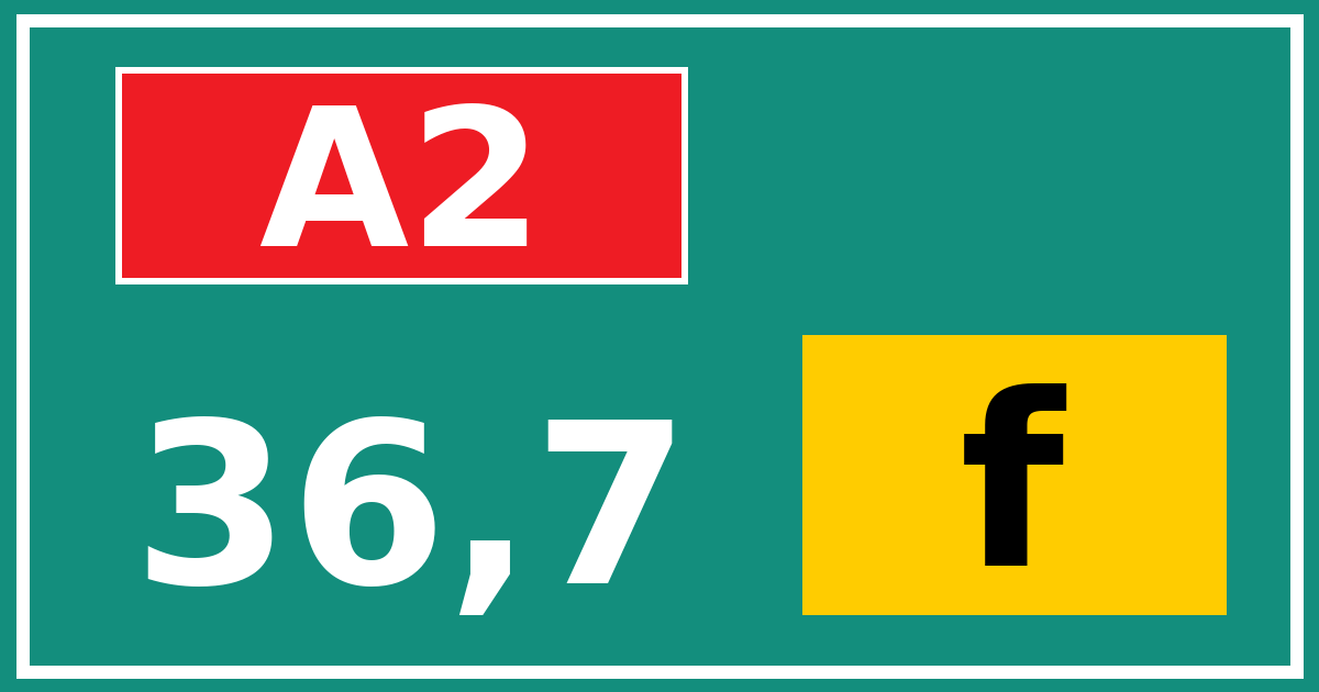 Hectometerbord A2 36,7 letter f