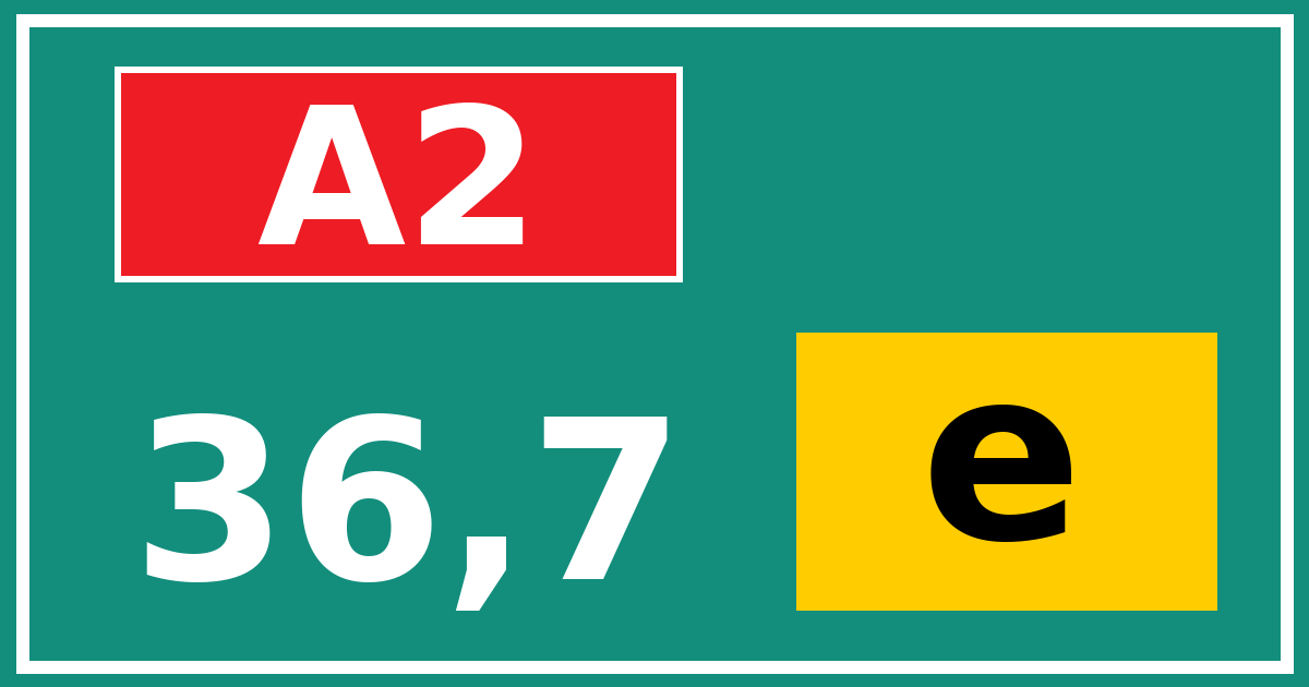 Hectometerbord A2 36,7 letter e