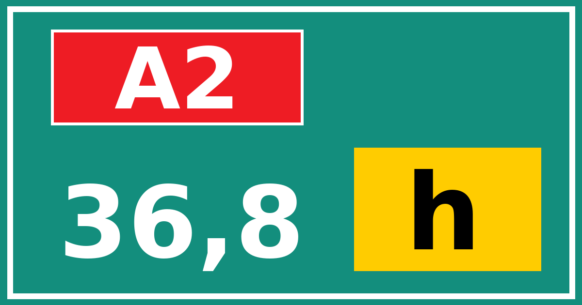 Hectometerbord A2 36,8 letter h