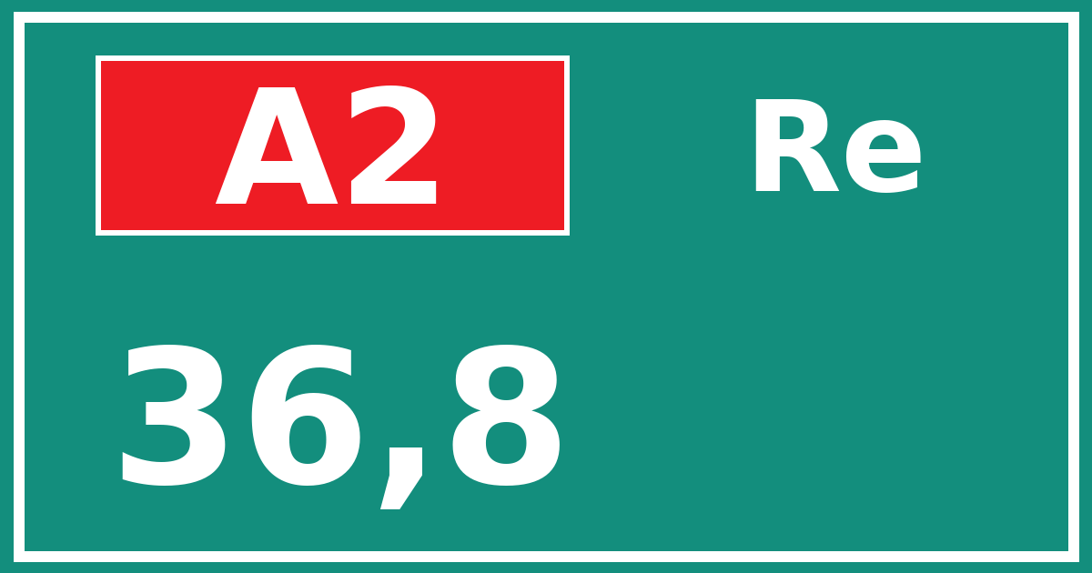 Hectometerbord A2 36,8 zijde Re