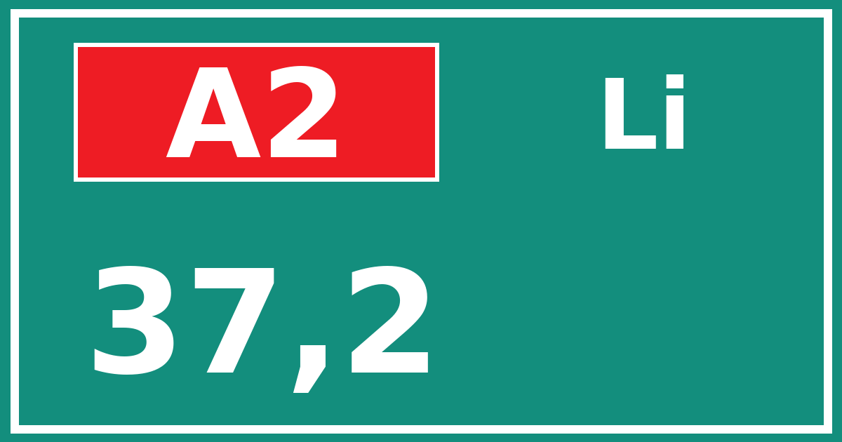 Hectometerbord A2 37,2 zijde Li