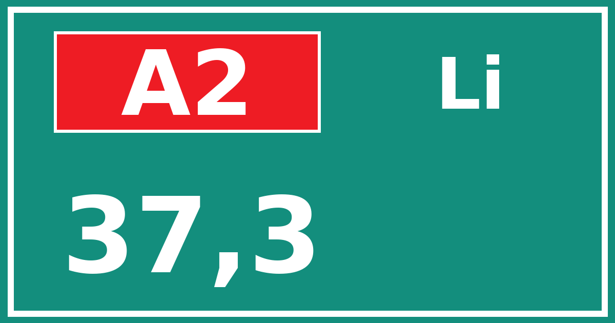 Hectometerbord A2 37,3 zijde Li