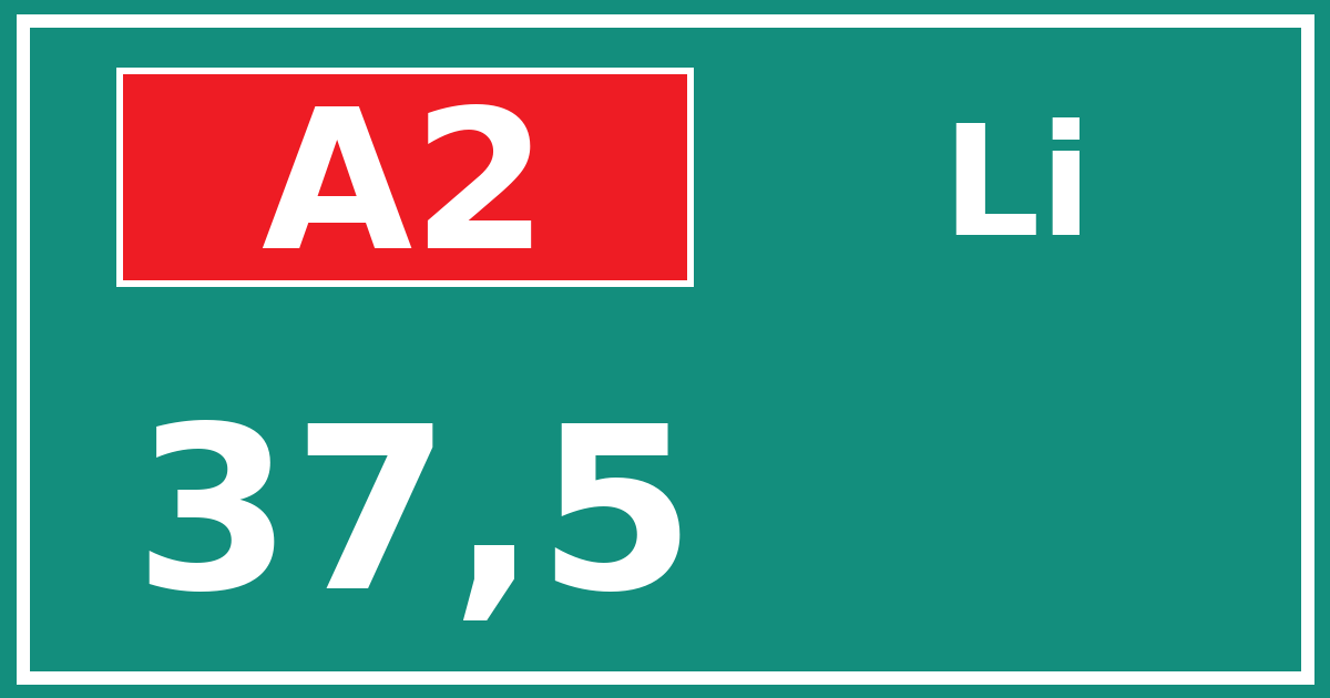 Hectometerbord A2 37,5 zijde Li