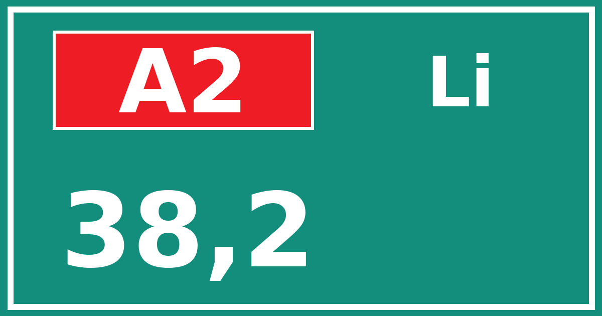 Hectometerbord A2 38,2 zijde Li