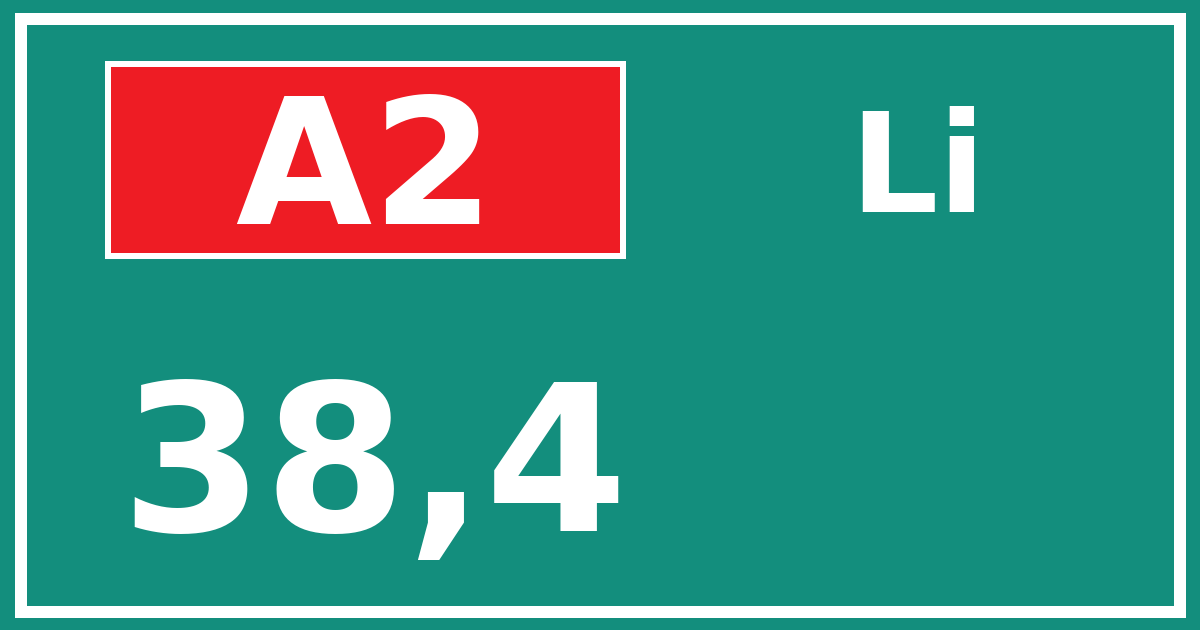 Hectometerbord A2 38,4 zijde Li