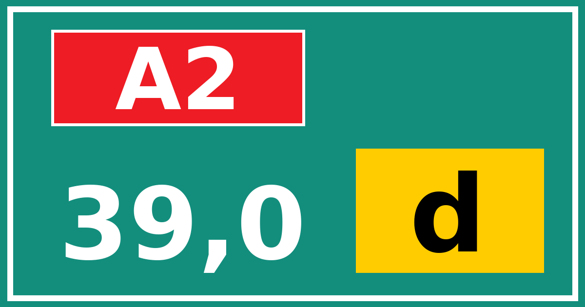 Hectometerbord A2 39,0 letter d