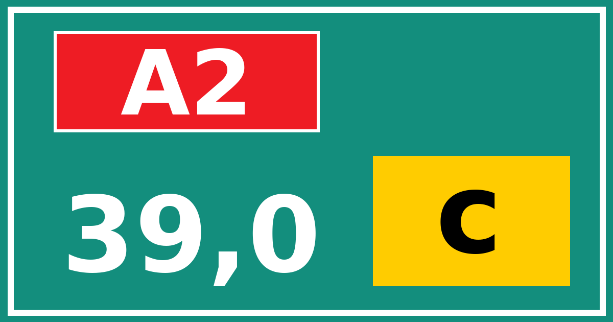 Hectometerbord A2 39,0 letter c