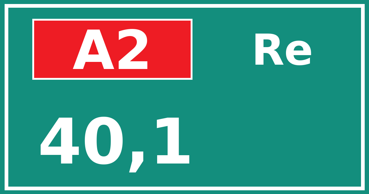 Hectometerbord A2 40,1 zijde Re