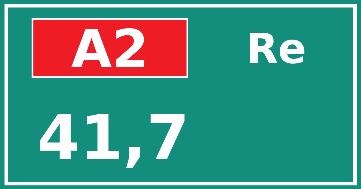 Hectometerbord A2 41,7 zijde Re