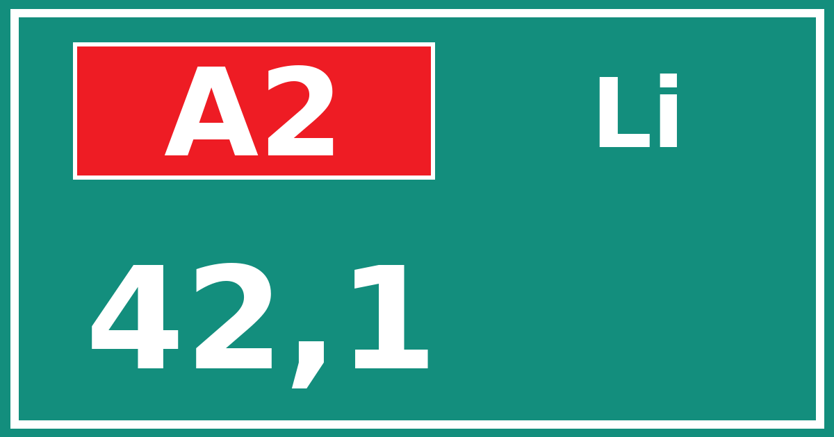 Hectometerbord A2 42,1 zijde Li