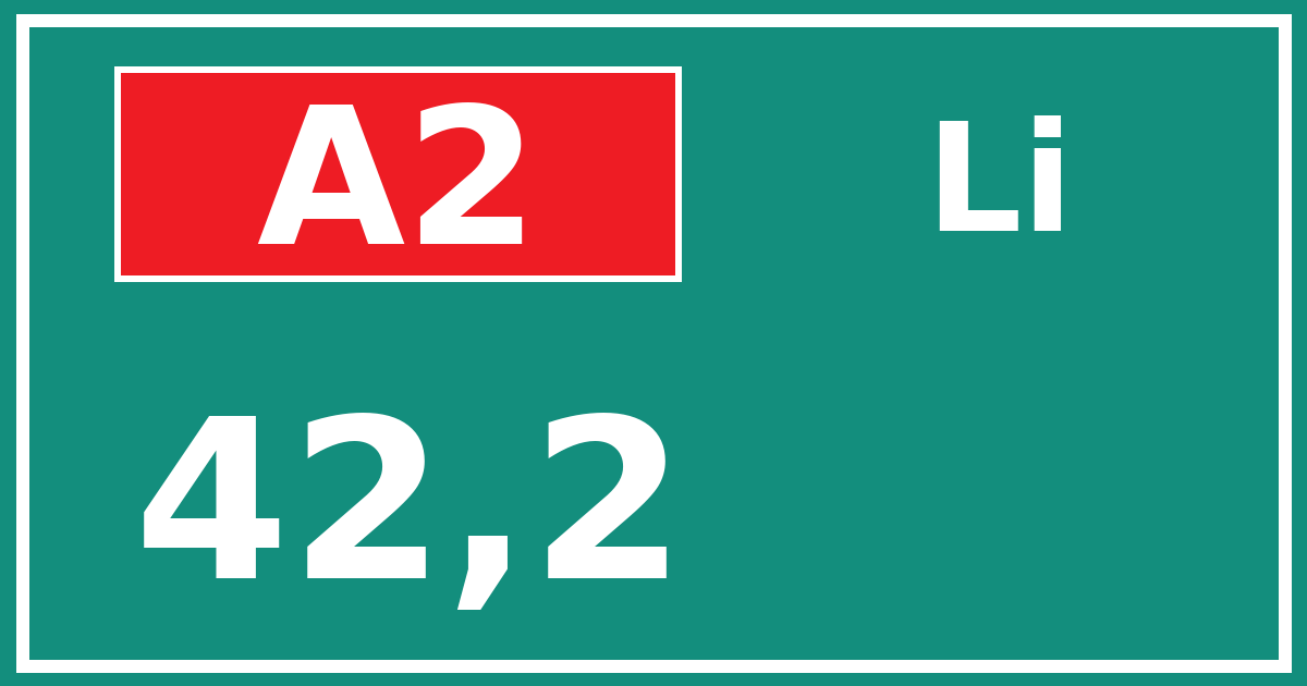Hectometerbord A2 42,2 zijde Li