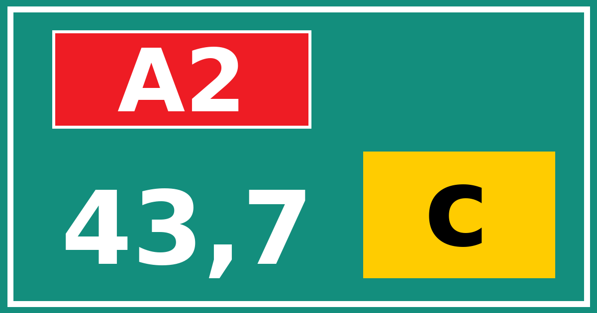 Hectometerbord A2 43,7 letter c
