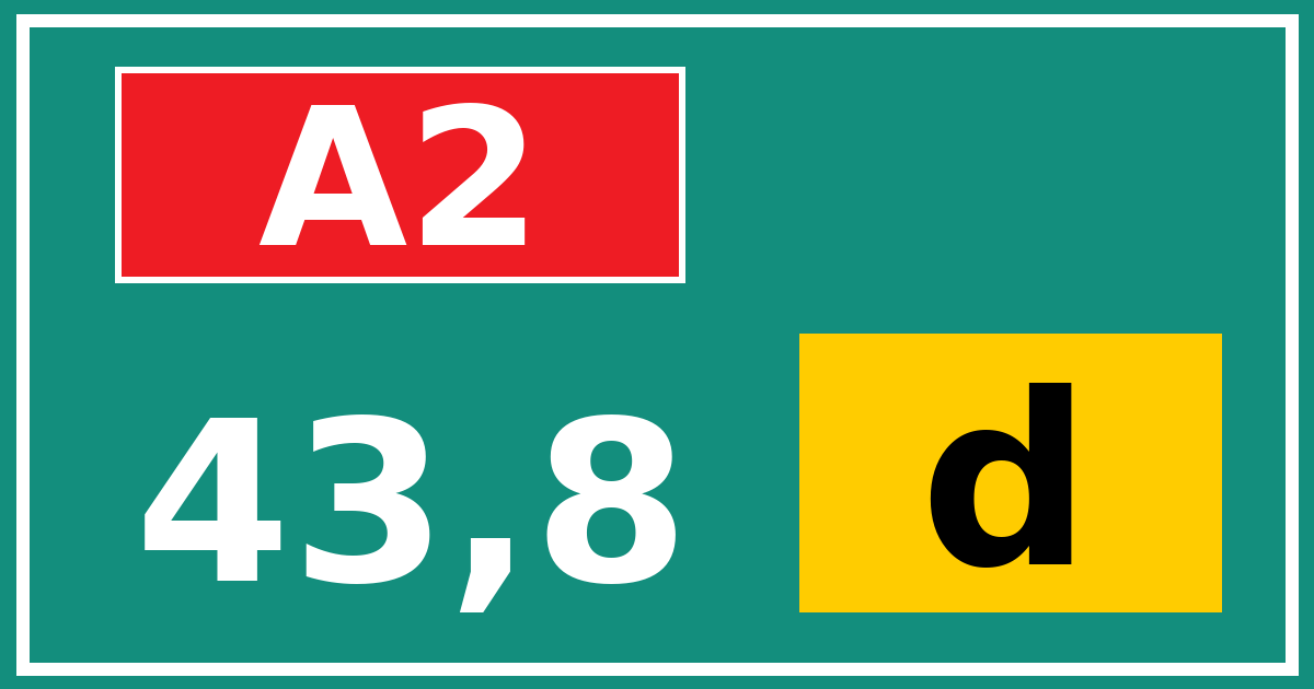 Hectometerbord A2 43,8 letter d