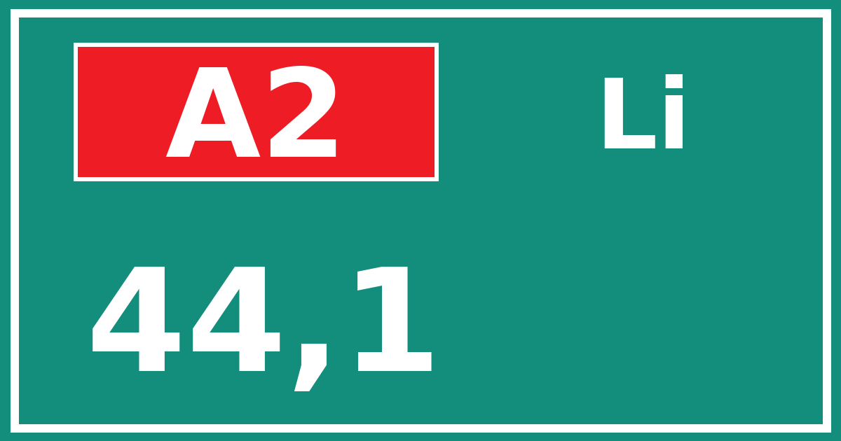 Hectometerbord A2 44,1 zijde Li