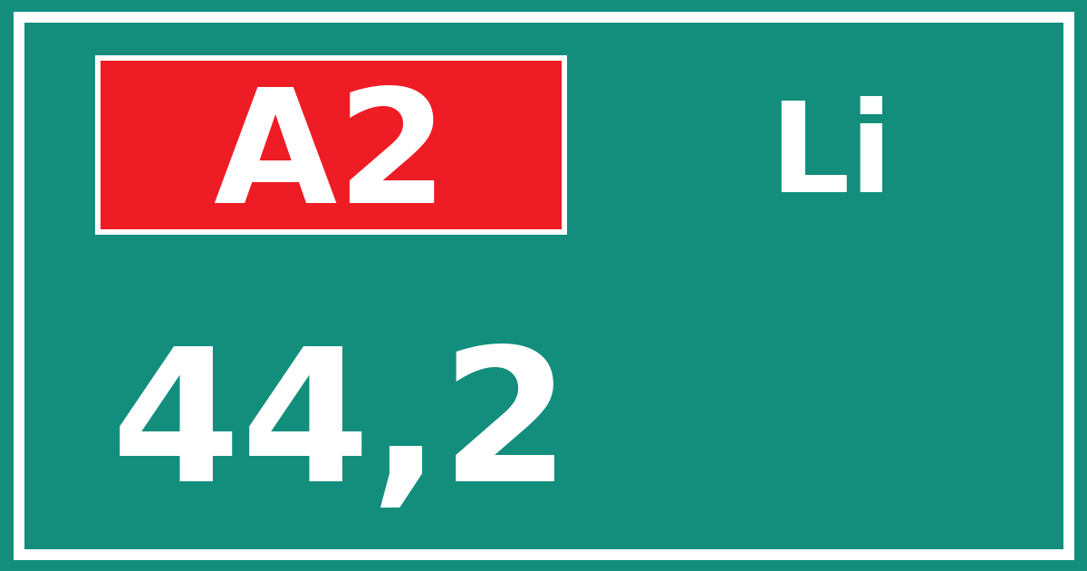 Hectometerbord A2 44,2 zijde Li