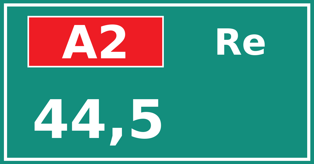 Hectometerbord A2 44,5 zijde Re