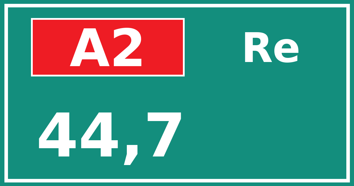 Hectometerbord A2 44,7 zijde Re
