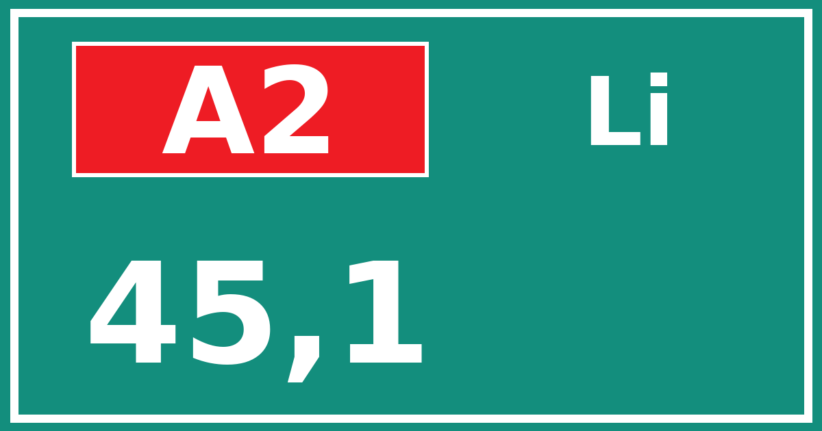 Hectometerbord A2 45,1 zijde Li