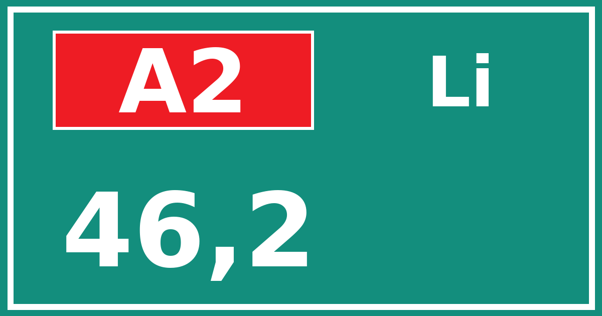 Hectometerbord A2 46,2 zijde Li