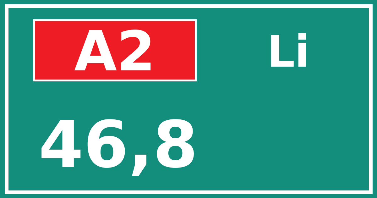 Hectometerbord A2 46,8 zijde Li