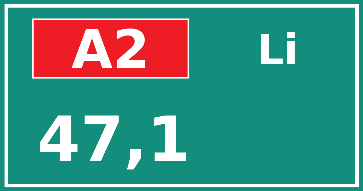 Hectometerbord A2 47,1 zijde Li