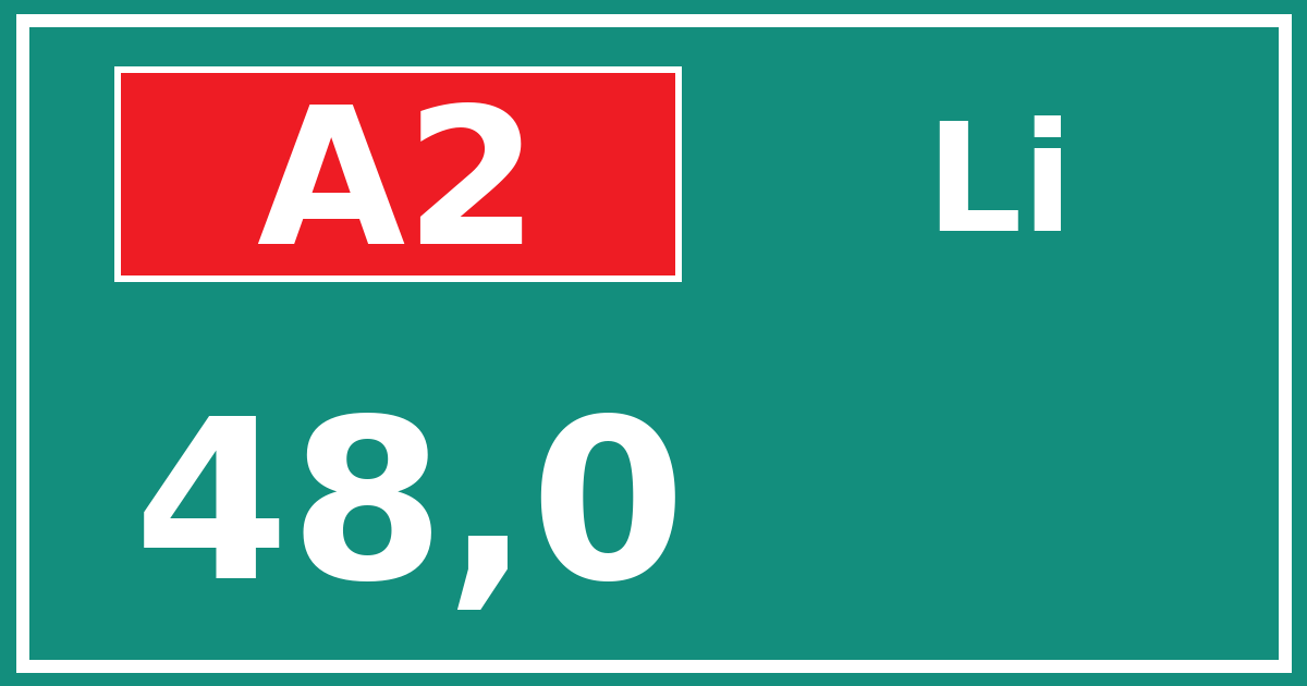 Hectometerbord A2 48,0 zijde Li