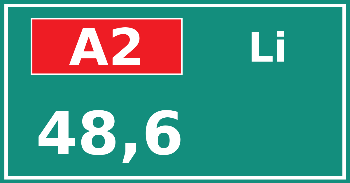 Hectometerbord A2 48,6 zijde Li