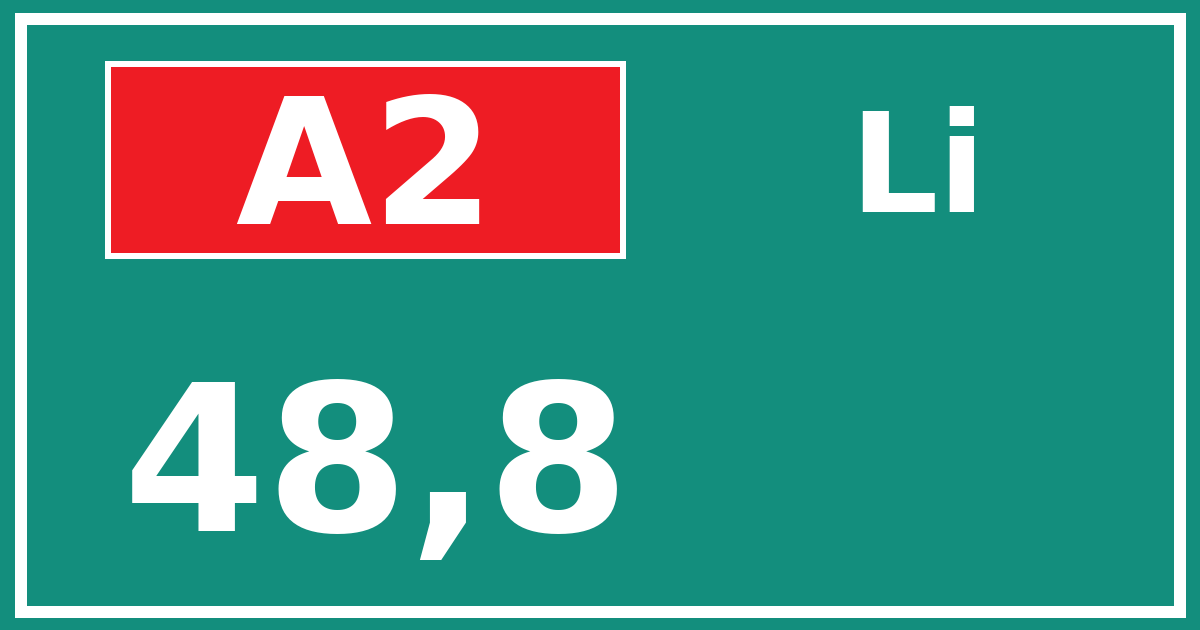 Hectometerbord A2 48,8 zijde Li