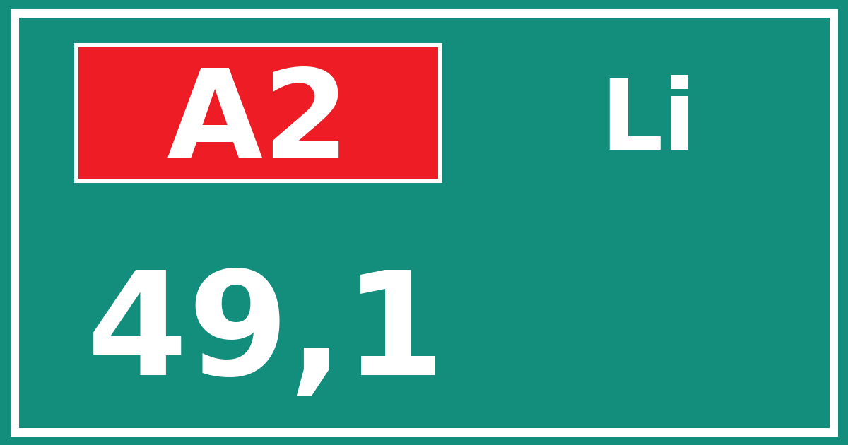 Hectometerbord A2 49,1 zijde Li