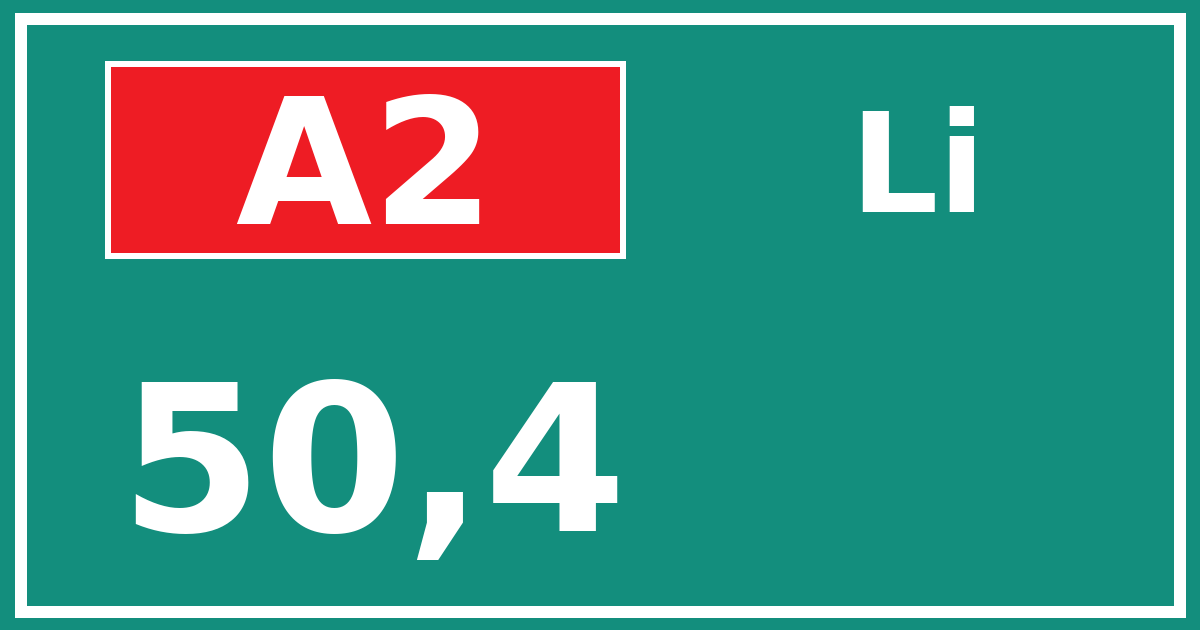 Hectometerbord A2 50,4 zijde Li