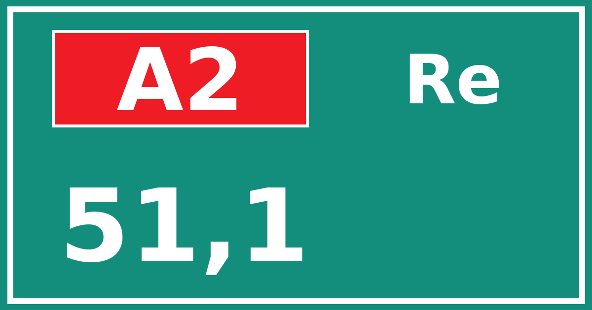 Hectometerbord A2 51,1 zijde Re