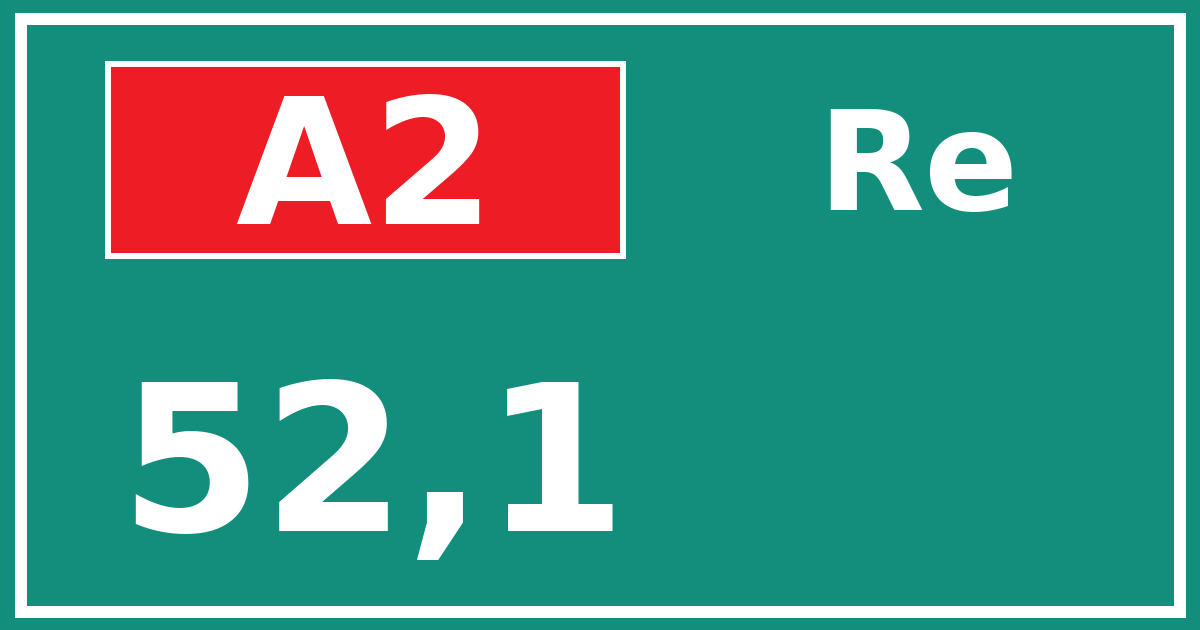 Hectometerbord A2 52,1 zijde Re