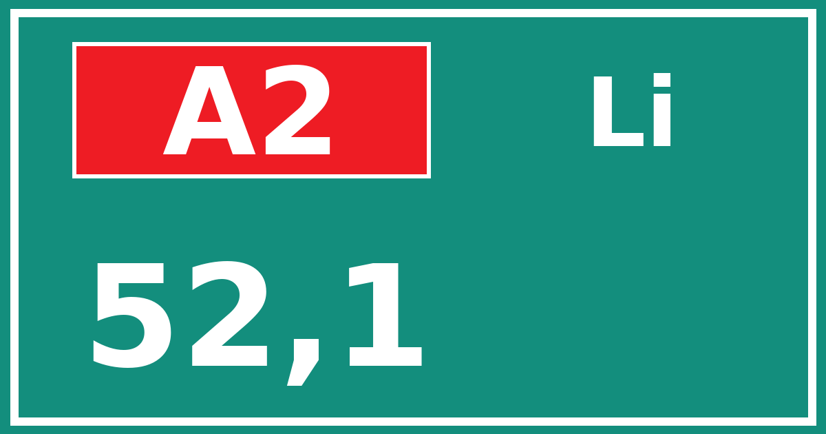 Hectometerbord A2 52,1 zijde Li