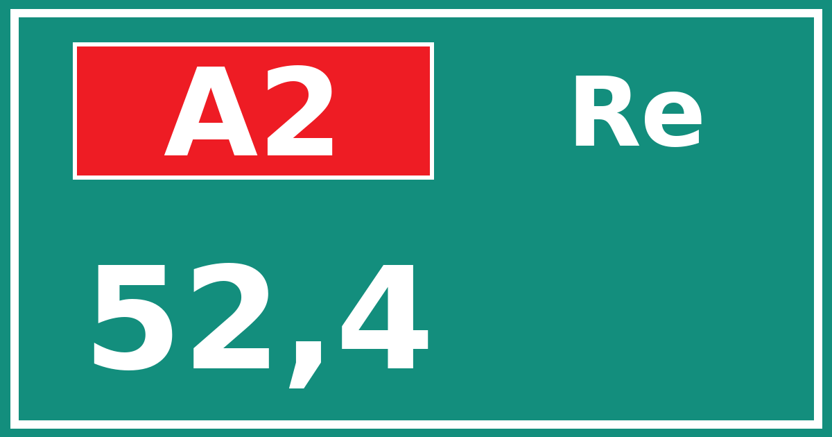 Hectometerbord A2 52,4 zijde Re