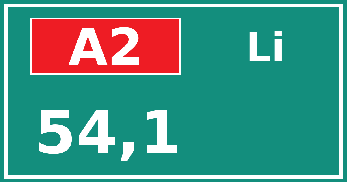 Hectometerbord A2 54,1 zijde Li