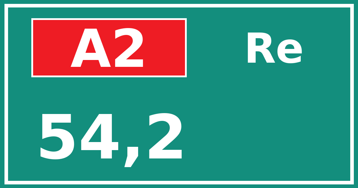 Hectometerbord A2 54,2 zijde Re