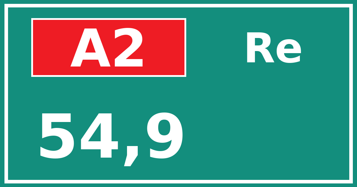Hectometerbord A2 54,9 zijde Re