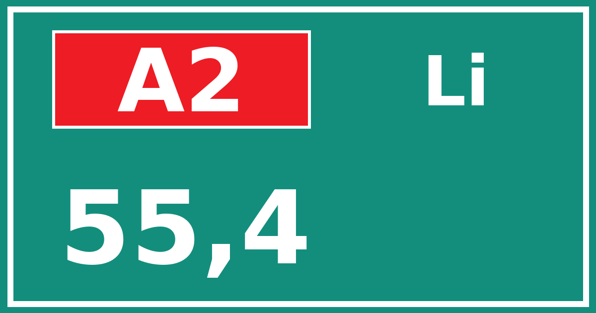 Hectometerbord A2 55,4 zijde Li