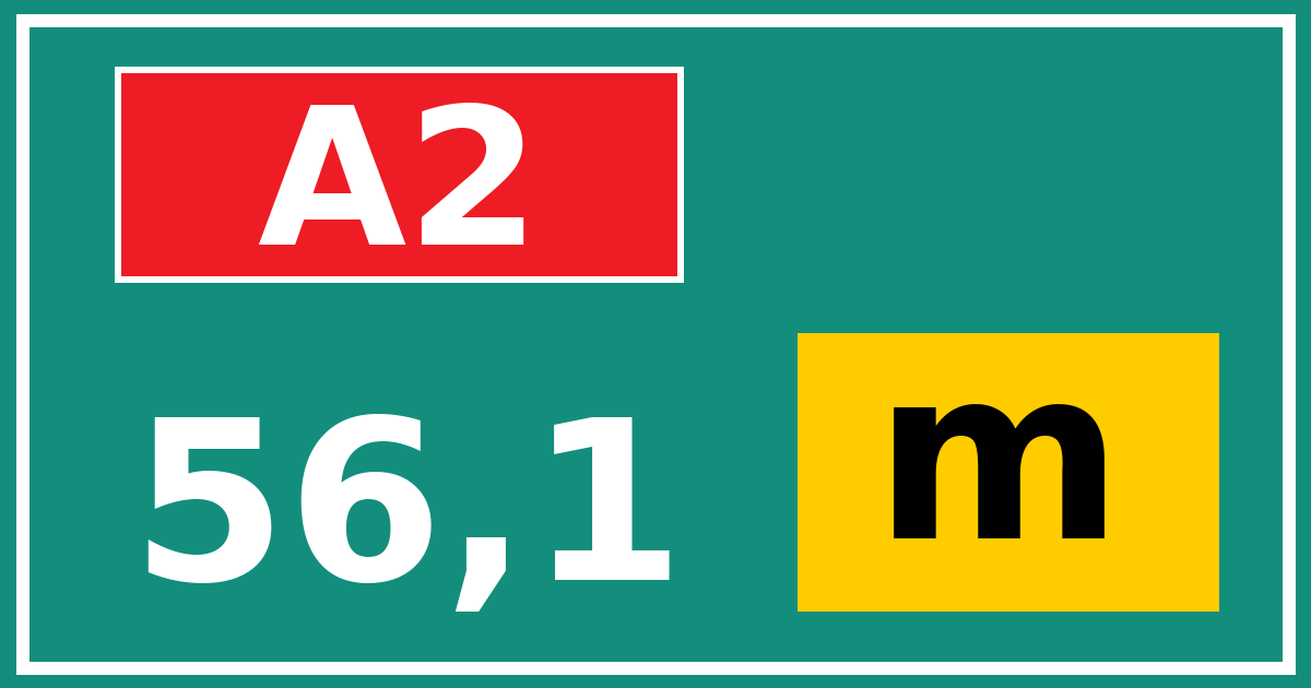 Hectometerbord A2 56,1 letter m