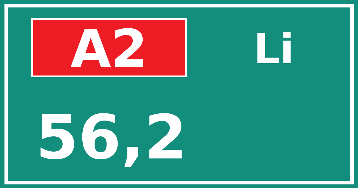 Hectometerbord A2 56,2 zijde Li