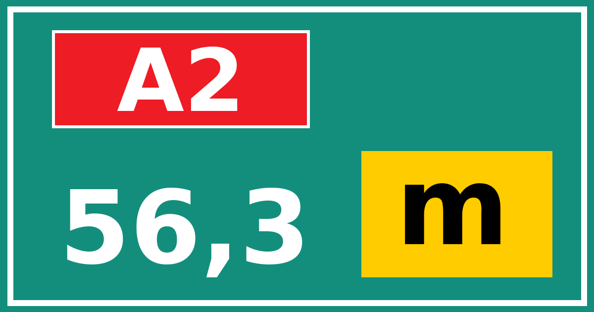 Hectometerbord A2 56,3 letter m