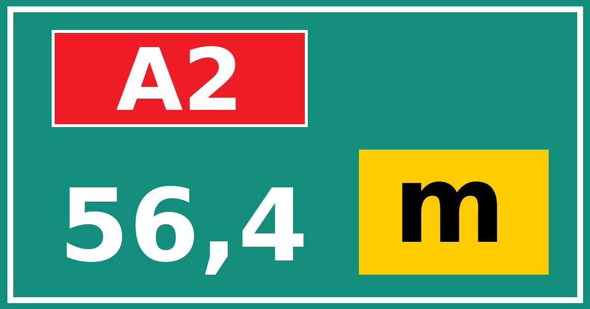 Hectometerbord A2 56,4 letter m