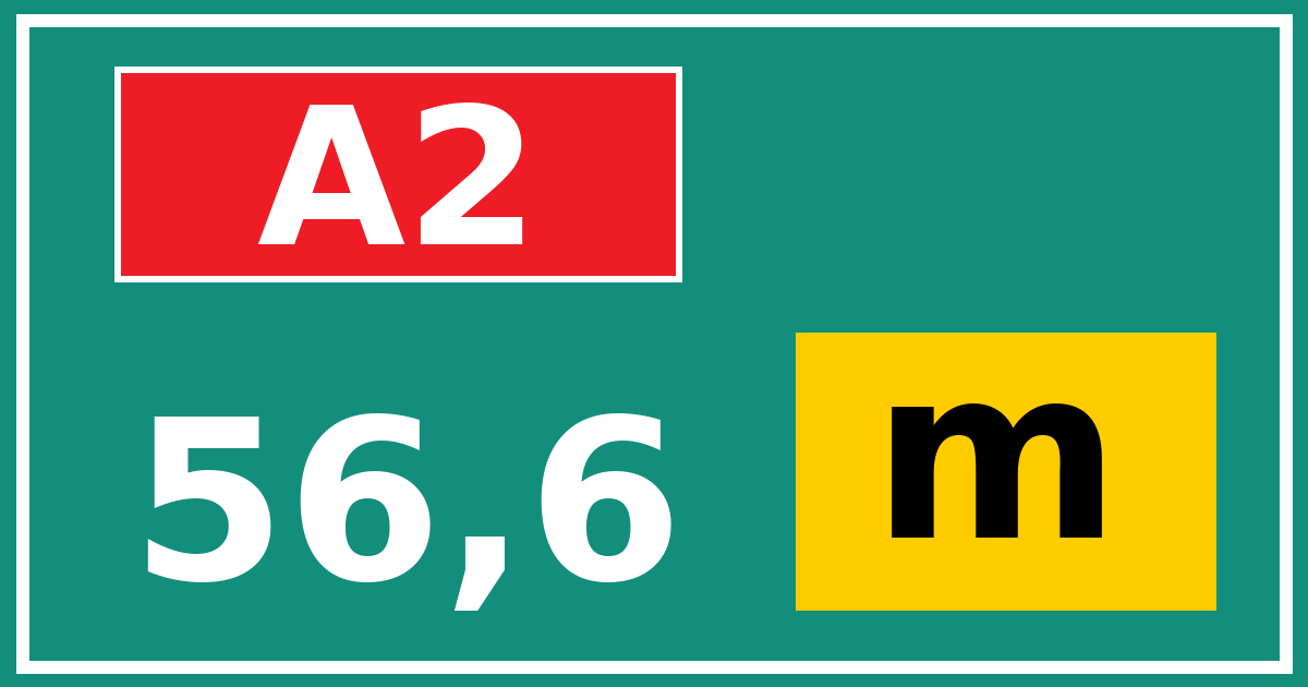 Hectometerbord A2 56,6 letter m