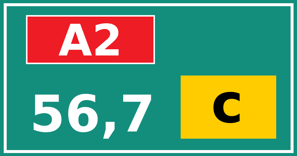 Hectometerbord A2 56,7 letter c